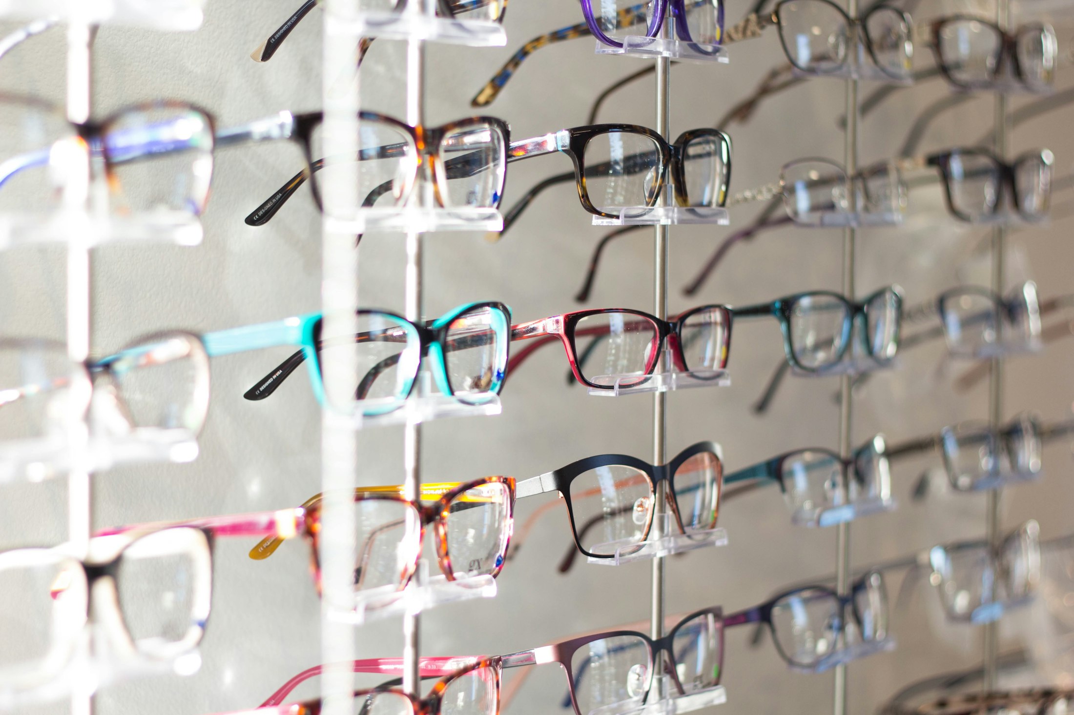 Silver optical frames on a white table